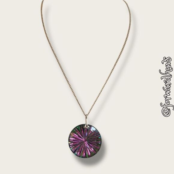 1970s - 1980s Iridescent Pendant with 24-Inch Chain - Picture 1 of 8